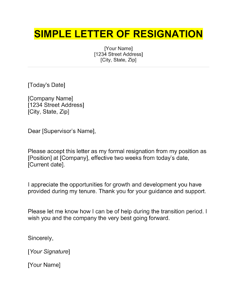 Resignation Letter Example: How to Write a Professional Resignation Letter